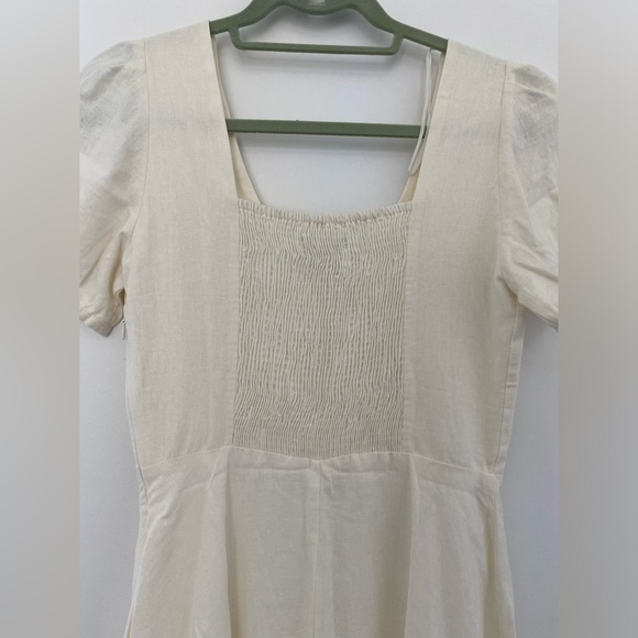 Zara White V-Neck Midi Dress NWT Size Small S - Picture 3 of 4